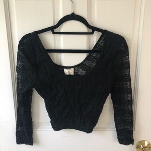 Long sleeve black lace top